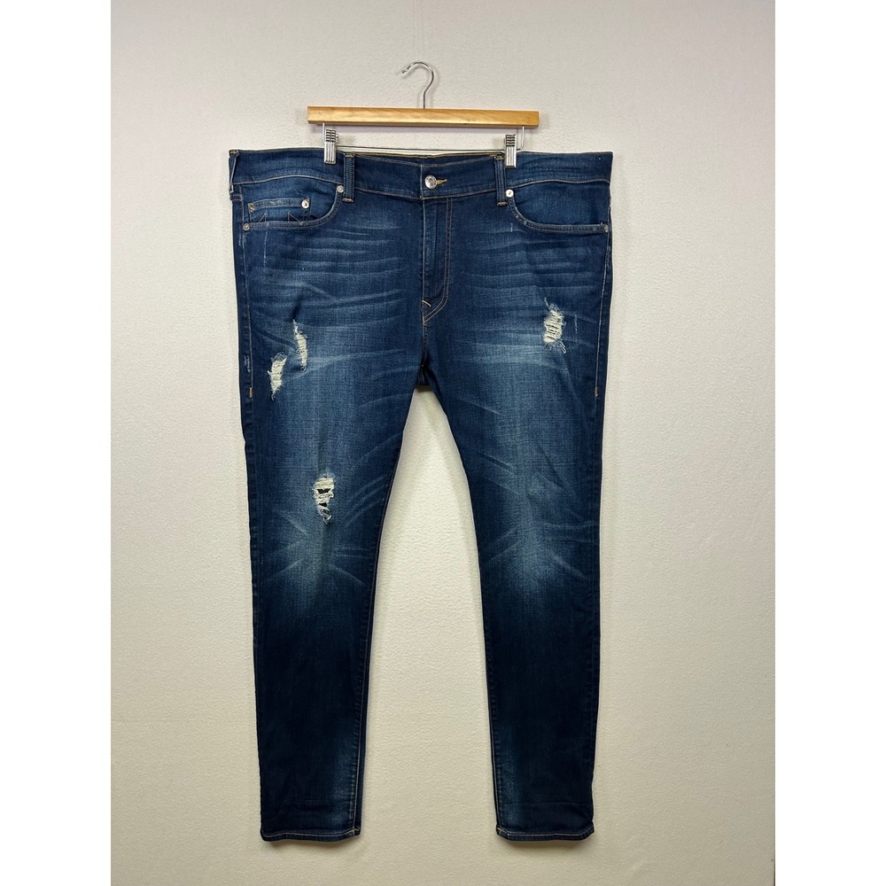 Streetwear True Religion Mens 44 Blue Rocco No Flap Renegade SE Distressed Jeans